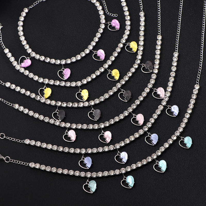 Nove ljetne šuplje akrilne narukvice za gležnjeve sa slomljenim srcem za žene Šarene INS Love Bling narukvice sa gležnjačama sa dijamantima Nakit od sandala