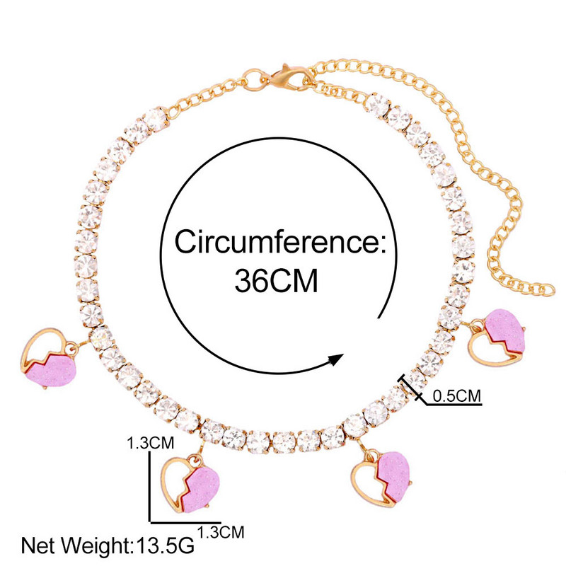 Nove ljetne šuplje akrilne narukvice za gležnjeve sa slomljenim srcem za žene Šarene INS Love Bling narukvice sa gležnjačama sa dijamantima Nakit od sandala