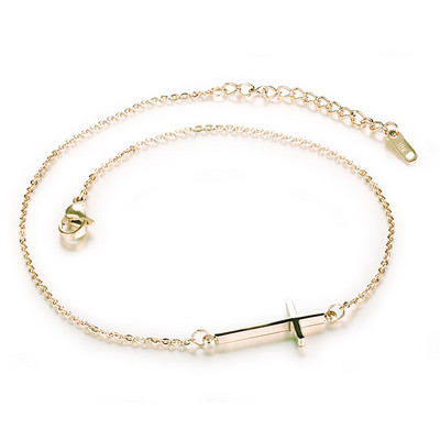 USTAR Lanț din oțel inoxidabil gleznă încrucișată simplă pentru femei Sandale de vară Bijuterii Brățară pentru picioare gleznă Durabilă Fără decolorare