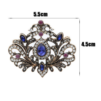 Винтидж турска дамска брошка Bohemia Flower Caftan Brooch Antique Gold Color Bride Wedding Jewelry Sunspicems