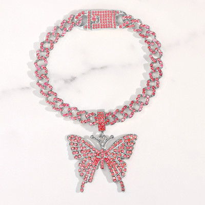 Strălucitor Cristal Auriu Fluture Mimai Cuban Link Brațe de gleznă Iced Out Chunky Gros Metal Bratara de gleznă pentru femei Bijuterii de petrecere pentru picioare