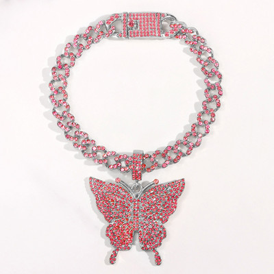 Strălucitor Cristal Auriu Fluture Mimai Cuban Link Brațe de gleznă Iced Out Chunky Gros Metal Bratara de gleznă pentru femei Bijuterii de petrecere pentru picioare