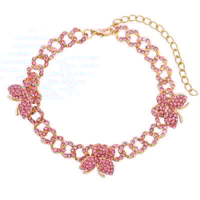 Strălucitor Cristal Auriu Fluture Mimai Cuban Link Brațe de gleznă Iced Out Chunky Gros Metal Bratara de gleznă pentru femei Bijuterii de petrecere pentru picioare