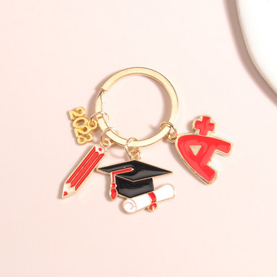 Χαριτωμένο σμάλτο μπρελόκ 2023 Σχολική στολή αποφοίτησης Μπρελόκ Μπρελόκ Πτυχιούχο μπρελόκ για μαθητικά δώρα DIY Χειροποίητα κοσμήματα