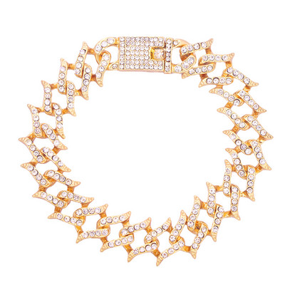 Punk HipHop Cristal Butterfly Charms Brățară de glezne grosime pentru femei Bijuterii cu lanț de gleznă cubaneze cu strasuri de baghetă