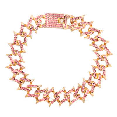 Punk HipHop Cristal Butterfly Charms Brățară de glezne grosime pentru femei Bijuterii cu lanț de gleznă cubaneze cu strasuri de baghetă