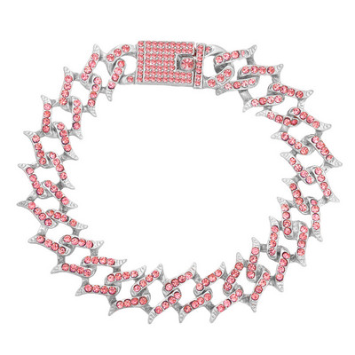 Punk HipHop Cristal Butterfly Charms Brățară de glezne grosime pentru femei Bijuterii cu lanț de gleznă cubaneze cu strasuri de baghetă