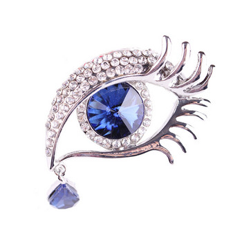 Pomlee Blue Eye Shape Crystal Brooch Neo-gothic Women Accessories Корейска мода Alloy Blouse Medicale Femme Broches Para Ropa