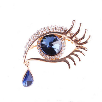 Pomlee Blue Eye Shape Crystal Brooch Neo-gothic Women Accessories Корейска мода Alloy Blouse Medicale Femme Broches Para Ropa