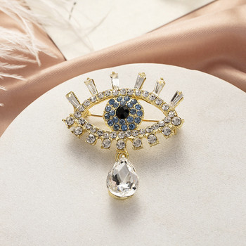 Pomlee Eye Shape Crystal Brooch Neo-gothic Women Accessories Корейска мода Alloy Blouse Medicale Femme Broches Para Ropa