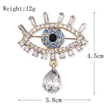 Pomlee Eye Shape Crystal Brooch Neo-gothic Women Accessories Корейска мода Alloy Blouse Medicale Femme Broches Para Ropa