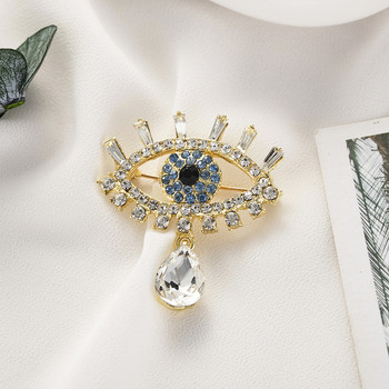 Pomlee Eye Shape Crystal Brooch Neo-gothic Women Accessories Корейска мода Alloy Blouse Medicale Femme Broches Para Ropa