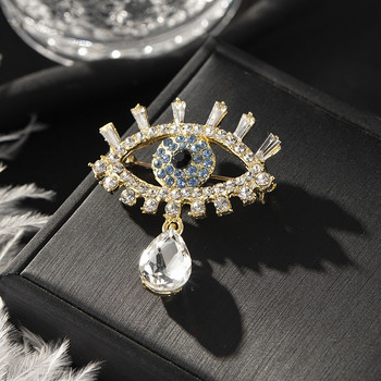 Pomlee Eye Shape Crystal Brooch Neo-gothic Women Accessories Корейска мода Alloy Blouse Medicale Femme Broches Para Ropa