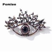 Pomlee Black Eye Shape Kristalni broš Neogotički ženski dodaci Korejska modna legirana bluza Medicale Femme Broches Para Ropa