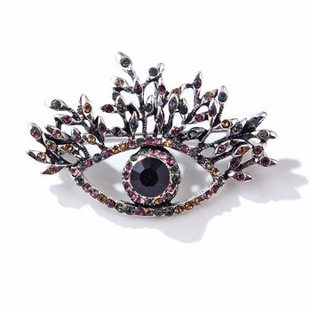 Pomlee Black Eye Shape Crystal Brooch Neo-gothic Women Accessories Корейска мода Alloy Blouse Medicale Femme Broches Para Ropa