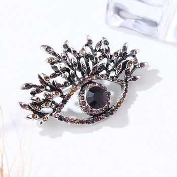 Pomlee Black Eye Shape Crystal Brooch Neo-gothic Women Accessories Корейска мода Alloy Blouse Medicale Femme Broches Para Ropa