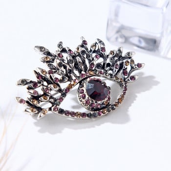 Pomlee Black Eye Shape Crystal Brooch Neo-gothic Women Accessories Корейска мода Alloy Blouse Medicale Femme Broches Para Ropa