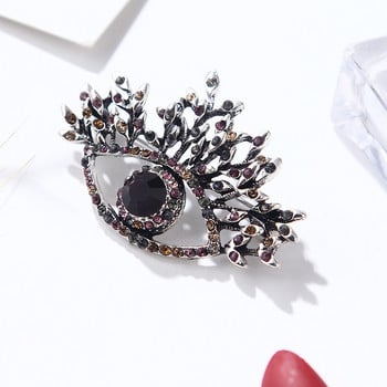 Pomlee Black Eye Shape Crystal Brooch Neo-gothic Women Accessories Корейска мода Alloy Blouse Medicale Femme Broches Para Ropa