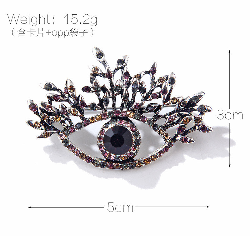 Pomlee Black Eye Shape Kristalni broš Neogotički ženski dodaci Korejska modna legirana bluza Medicale Femme Broches Para Ropa