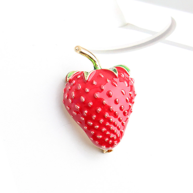 Broșe cu căpșuni smalț roșu Pomlee pentru femei Pin Design de plante Bijuterii drăguțe de înaltă calitate Stil de vară Nunți Cadouri de petrecere