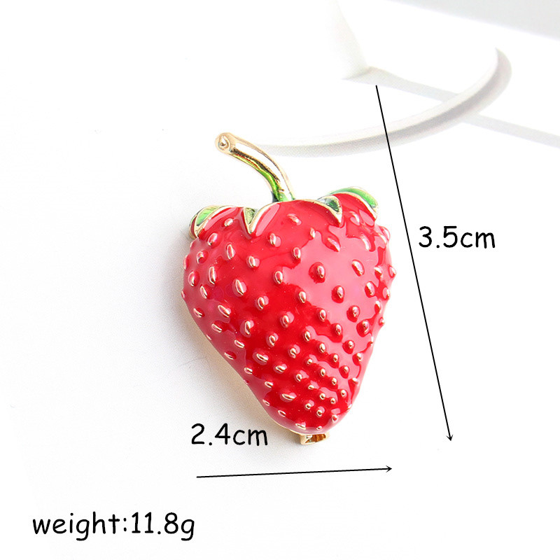 Broșe cu căpșuni smalț roșu Pomlee pentru femei Pin Design de plante Bijuterii drăguțe de înaltă calitate Stil de vară Nunți Cadouri de petrecere