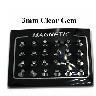 24 бр. Кръгъл лого Crytsal Магнит за обеци за уши Puck Дамски мъжки магнитни фалшиви тапи за уши Устна Labret Stud 3 мм 4 мм 5 мм 6 мм