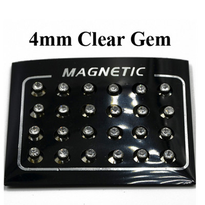 24 бр. Кръгъл лого Crytsal Магнит за обеци за уши Puck Дамски мъжки магнитни фалшиви тапи за уши Устна Labret Stud 3 мм 4 мм 5 мм 6 мм