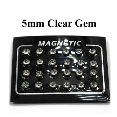 24 бр. Кръгъл лого Crytsal Магнит за обеци за уши Puck Дамски мъжки магнитни фалшиви тапи за уши Устна Labret Stud 3 мм 4 мм 5 мм 6 мм
