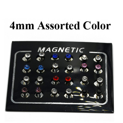 24 бр. Кръгъл лого Crytsal Магнит за обеци за уши Puck Дамски мъжки магнитни фалшиви тапи за уши Устна Labret Stud 3 мм 4 мм 5 мм 6 мм