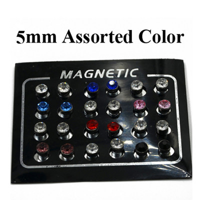 24 бр. Кръгъл лого Crytsal Магнит за обеци за уши Puck Дамски мъжки магнитни фалшиви тапи за уши Устна Labret Stud 3 мм 4 мм 5 мм 6 мм