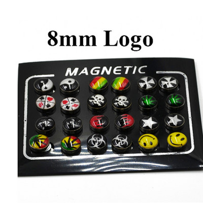 24 бр. Кръгъл лого Crytsal Магнит за обеци за уши Puck Дамски мъжки магнитни фалшиви тапи за уши Устна Labret Stud 3 мм 4 мм 5 мм 6 мм