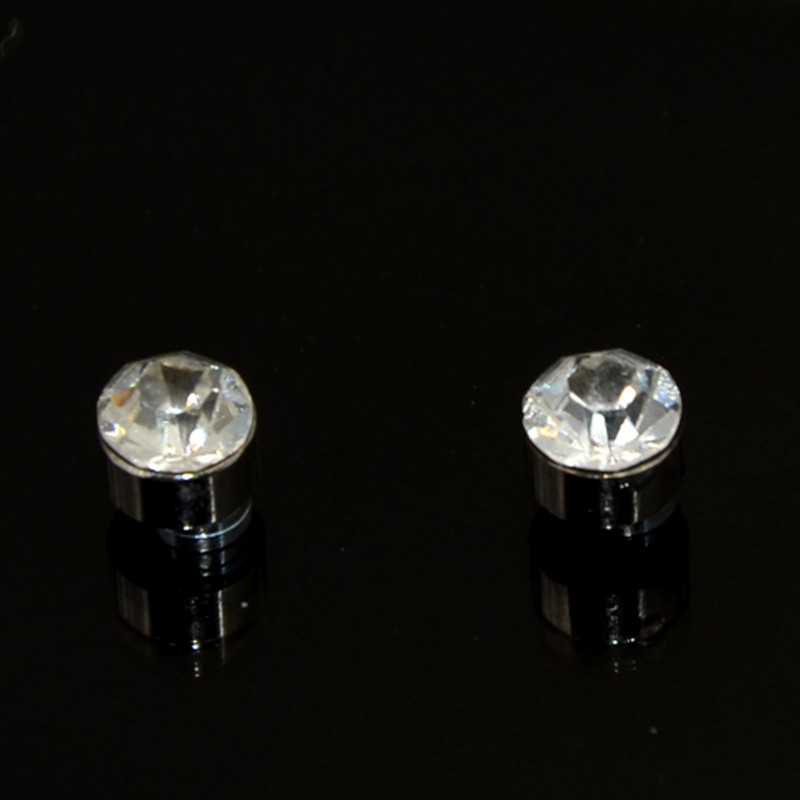 24 бр. Кръгъл лого Crytsal Магнит за обеци за уши Puck Дамски мъжки магнитни фалшиви тапи за уши Устна Labret Stud 3 мм 4 мм 5 мм 6 мм