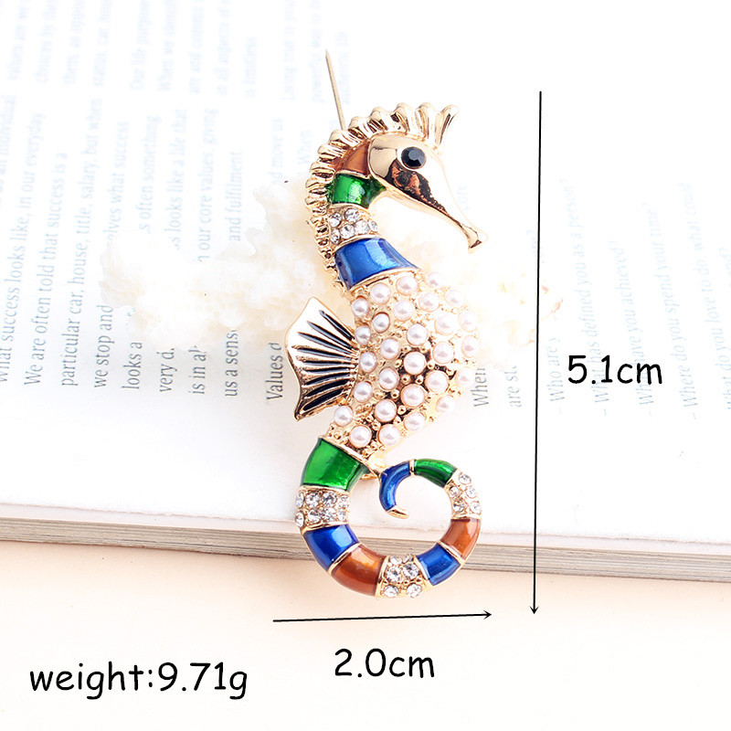 Pomlee Email Hipocampus Coral Steaua de Mare Broșe Femei Perla Animal Seria Oceanului Petrecere Birou Broșă Ace Bijuterii Cadouri