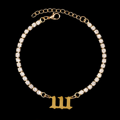 Nou Punk Stras mare Brățară de gleznă de tenis simplă Bijuterii Oțel inoxidabil Numărul de înger 111 222 Lanț de gleznă de cristal pentru femei