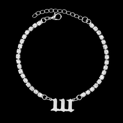 Nou Punk Stras mare Brățară de gleznă de tenis simplă Bijuterii Oțel inoxidabil Numărul de înger 111 222 Lanț de gleznă de cristal pentru femei