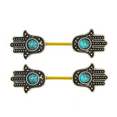 PERECHE Oțel chirurgical Anodzied Barbell Buddha Hand Shape Sphere Barbell Shield Rings Piercing Jewelry 14g