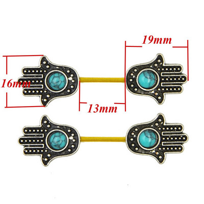 PERECHE Oțel chirurgical Anodzied Barbell Buddha Hand Shape Sphere Barbell Shield Rings Piercing Jewelry 14g