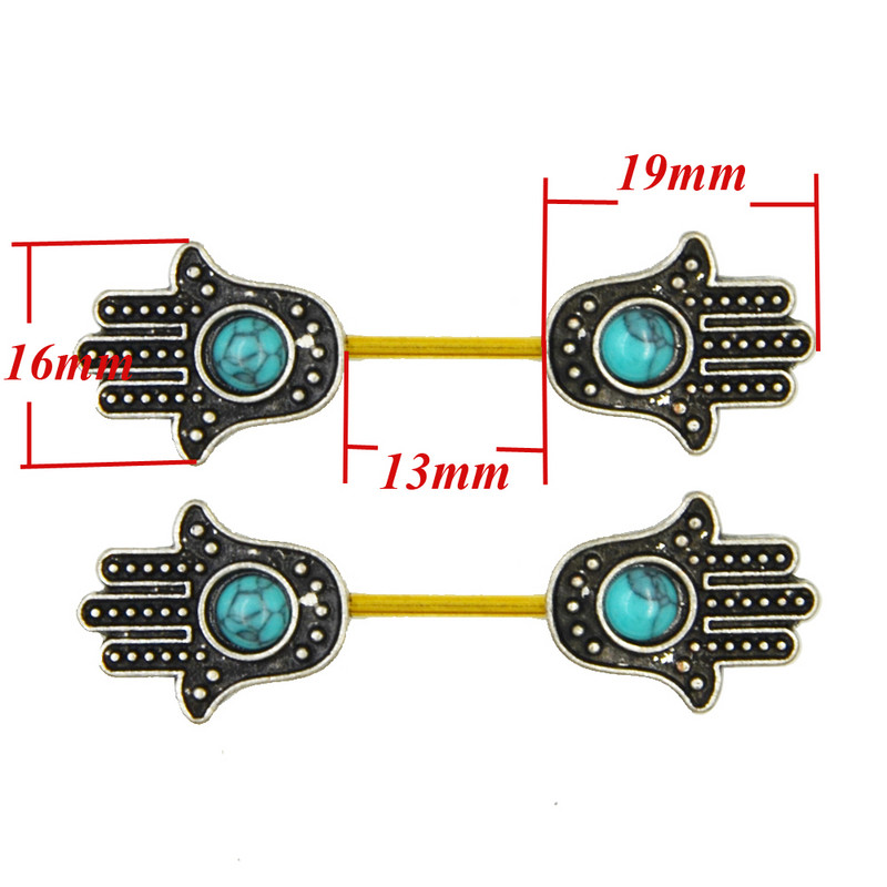 PERECHE Oțel chirurgical Anodzied Barbell Buddha Hand Shape Sphere Barbell Shield Rings Piercing Jewelry 14g