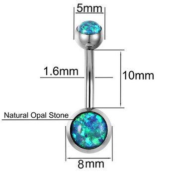 1 бр. Огнен опалов камък от неръждаема стомана, пиърсинг на пъпа, пръстен за пъпа Ombligo, бижута за пиърсинг на корема, 14 g