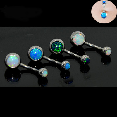 1 kom od nehrđajućeg čelika Fire Opal Stone Piercing za pupak Prsten za pupak Ombligo Nakit za piercing za tijelo 14g