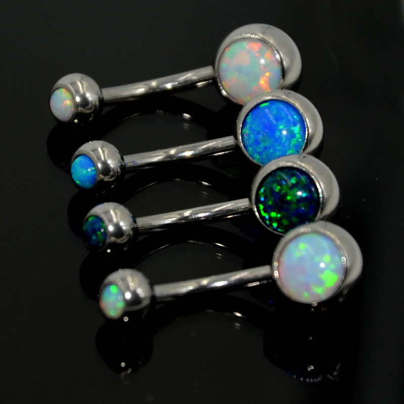 1 buc din oțel inoxidabil piatră de opal de foc Piercing pentru buric Inel pentru buric Ombligo Piercing pentru burtă Bijuterii pentru corp Stud 14 g