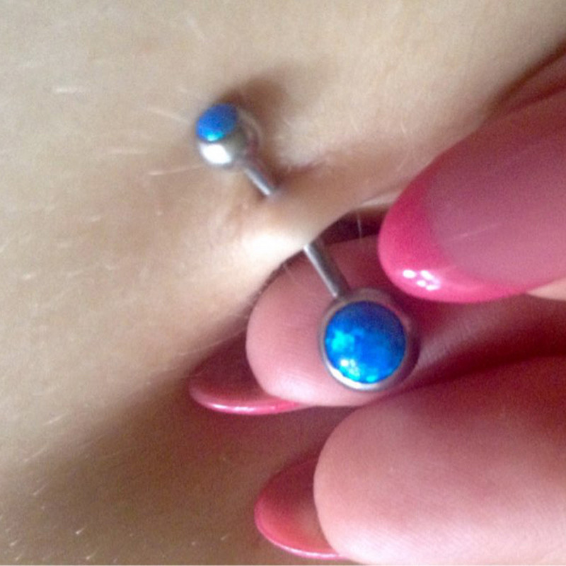 1 buc din oțel inoxidabil piatră de opal de foc Piercing pentru buric Inel pentru buric Ombligo Piercing pentru burtă Bijuterii pentru corp Stud 14 g