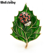 Wuli&baby Beetle Leave Broșe pentru femei email clasic insecte petrecere birou broșă ace cadouri