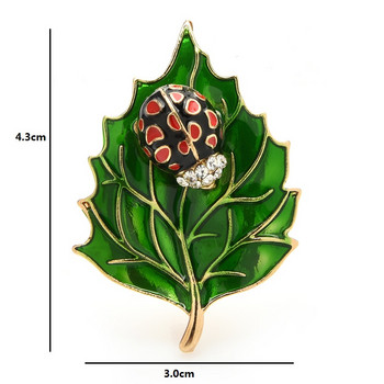 Wuli&baby Beetle Leave Брошки за жени Класически емайлирани насекоми Парти Офис Брошка Игли Подаръци