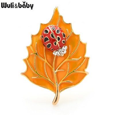Wuli&baby Beetle Leave Broșe pentru femei email clasic insecte petrecere birou broșă ace cadouri