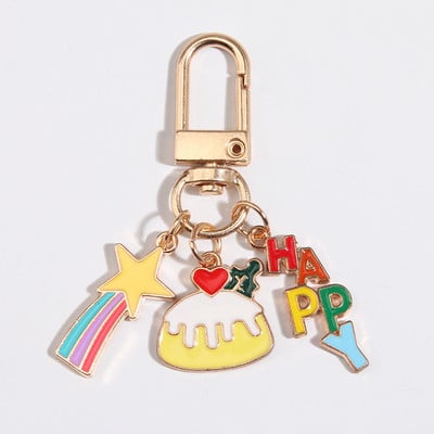 Breloc drăguț emailat Stare căzătoare Tort Cireșe Breloc Fericit Breloc Cadouri de aniversare pentru femei Fete Bijuterii lucrate manual DIY