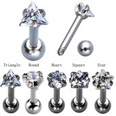 4db Vegyes 3mm,4mm,5mm,6mm-es fogas beállító cirkon fülbevaló Tragus porc fülbevaló Labret piercing testékszer