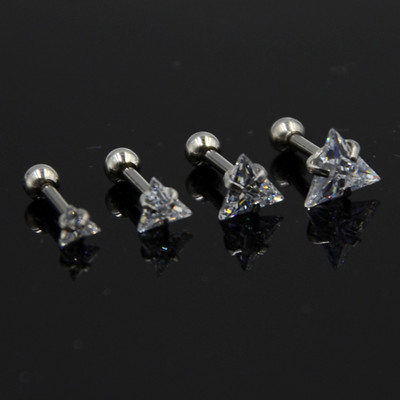 4db Vegyes 3mm,4mm,5mm,6mm-es fogas beállító cirkon fülbevaló Tragus porc fülbevaló Labret piercing testékszer