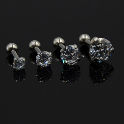 4db Vegyes 3mm,4mm,5mm,6mm-es fogas beállító cirkon fülbevaló Tragus porc fülbevaló Labret piercing testékszer