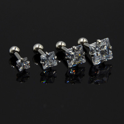 4db Vegyes 3mm,4mm,5mm,6mm-es fogas beállító cirkon fülbevaló Tragus porc fülbevaló Labret piercing testékszer